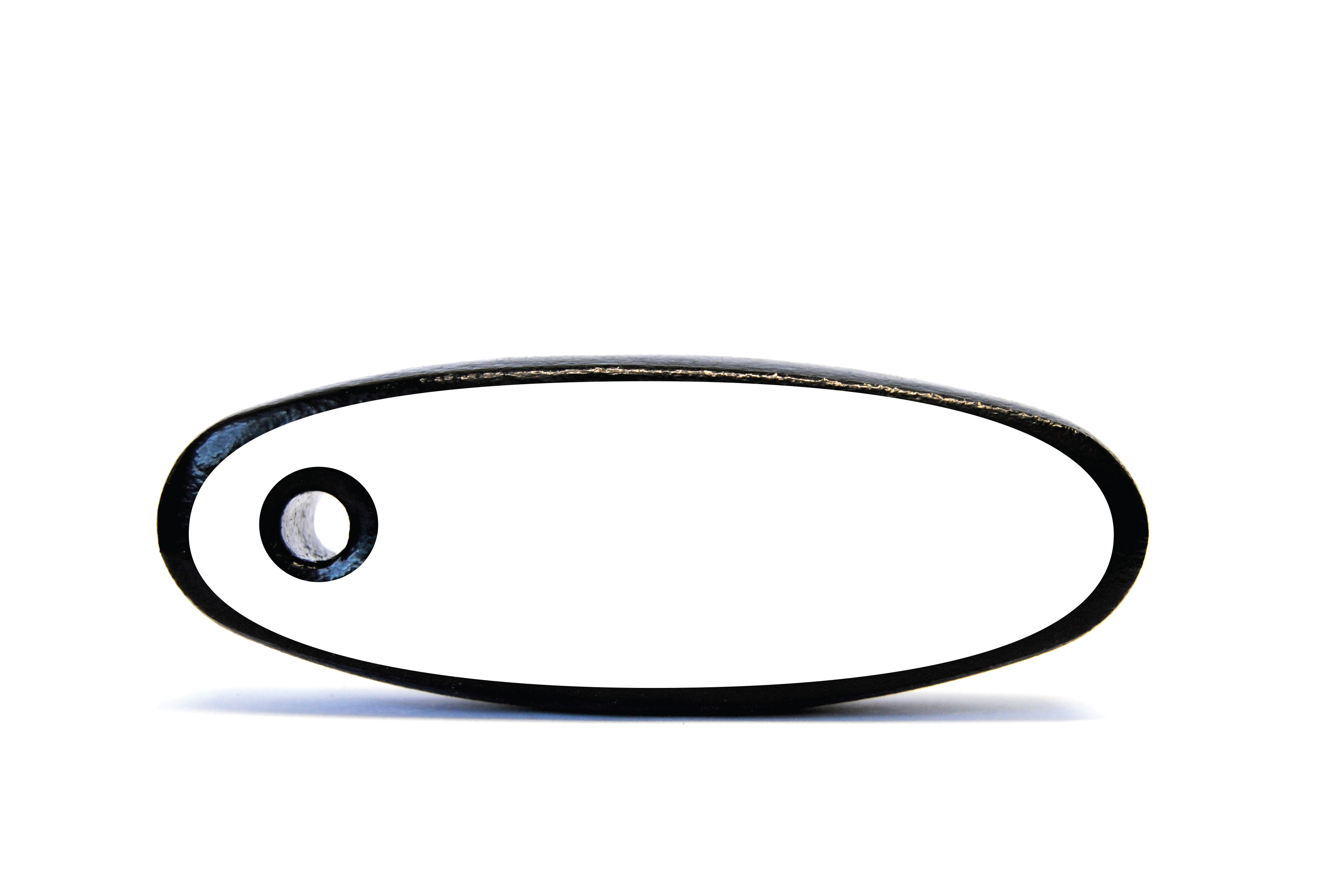 Black floating boat keychain with a white area for a custom design